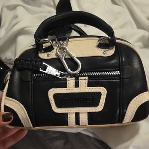Steve Madden Black and Tan Mini Satchel